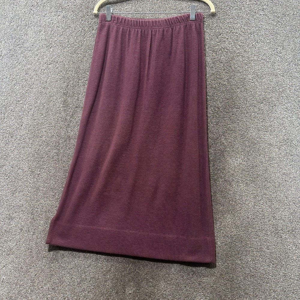LL Bean Midi Skirt Small Petite Purple‎ 100% Cotton Knit Pull On Minimalist